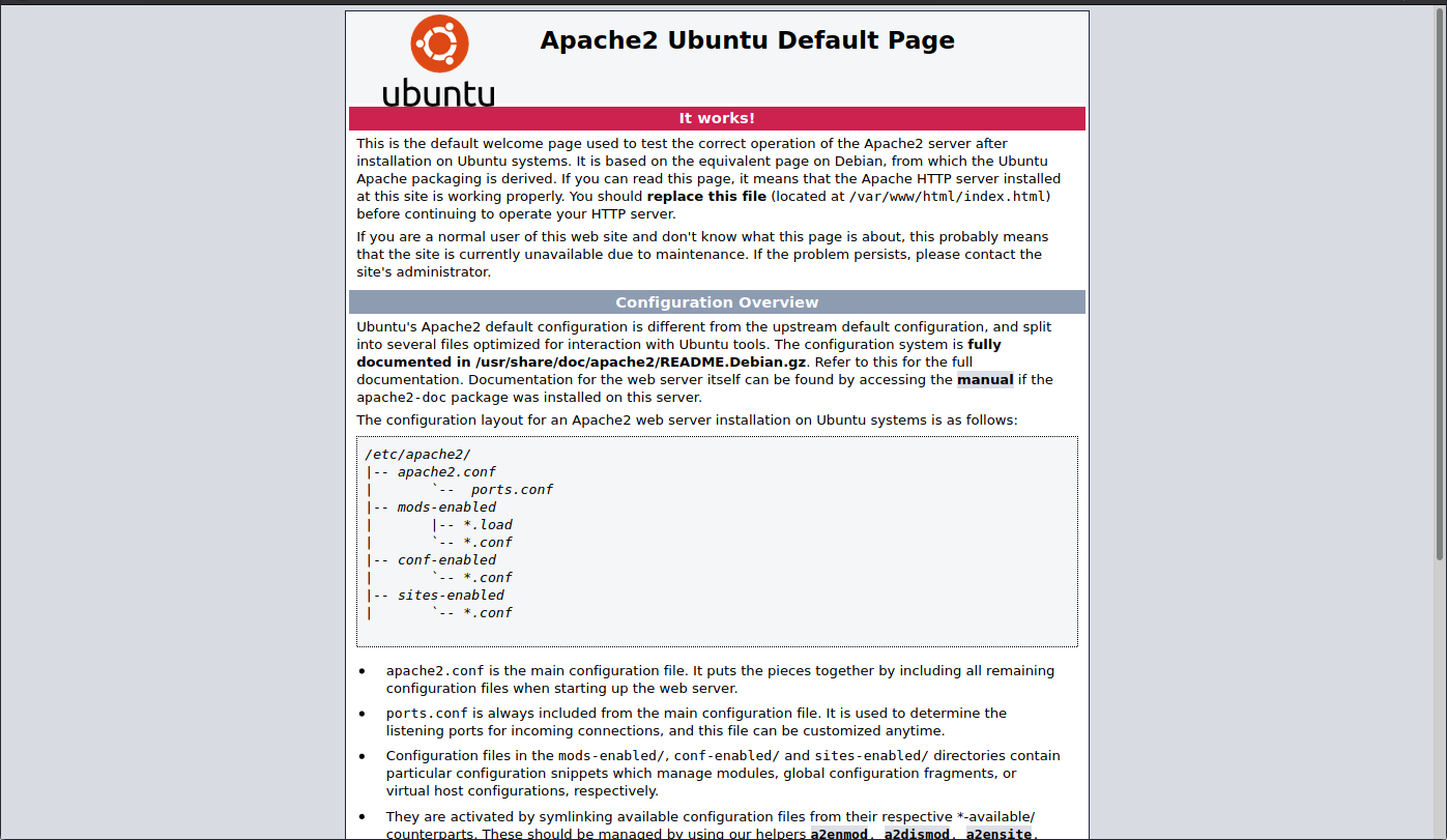 Default Apache2 webpage